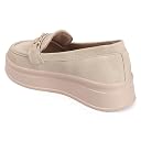 LENSBURY Women’s Platform Loafers || Stylish Slip-On Casual Shoes with Metal Buckle | Comfortable Everyday Mocassins Ballet I for Casual Office Formal Cream gallery image