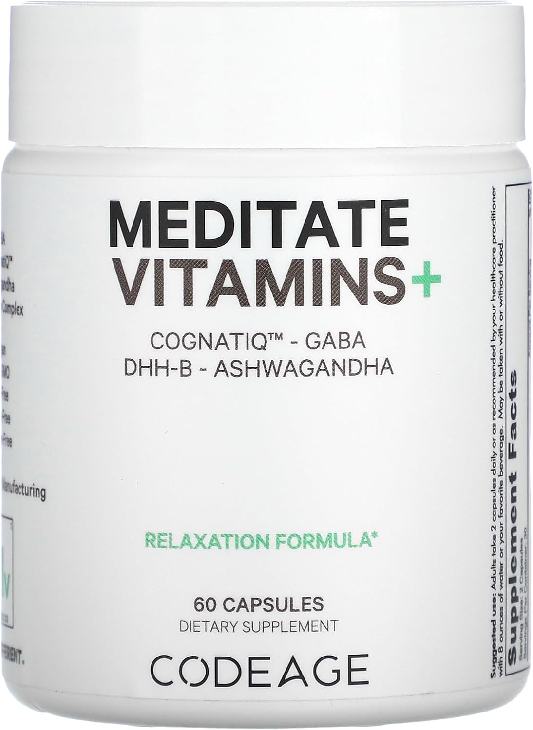 Додатак витамина - ГАБА, ДХХ-Б, ЦогнатиК, Асхвагандха, органске гљиве - Минд Витамини опуштање Подршка за мир - Веган - Нон-ГМО - 60 Цапсуле
