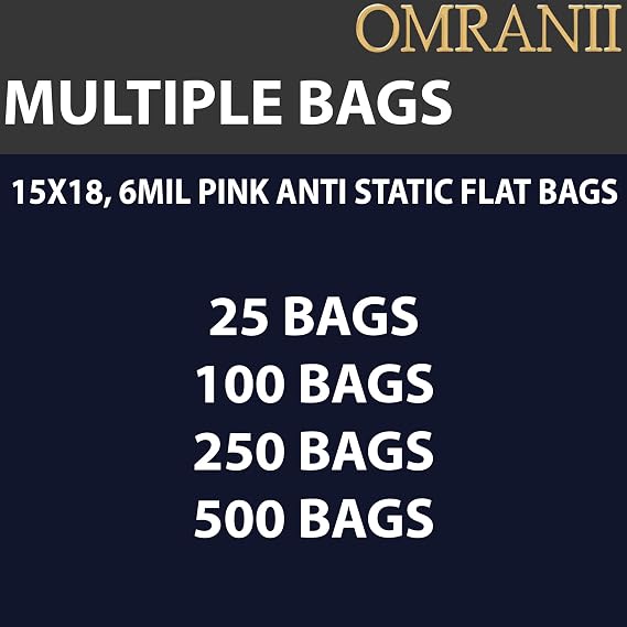 Pink Anti-Static Flat Bags, 6Mil 15 X 18 & 25 Bags | LDPE Material, Heat Sealable Bag for Packaging Products | Ideal for Bakery, Deli, Snacks, and Commercial Use, Plastic Bag for Small Businesses