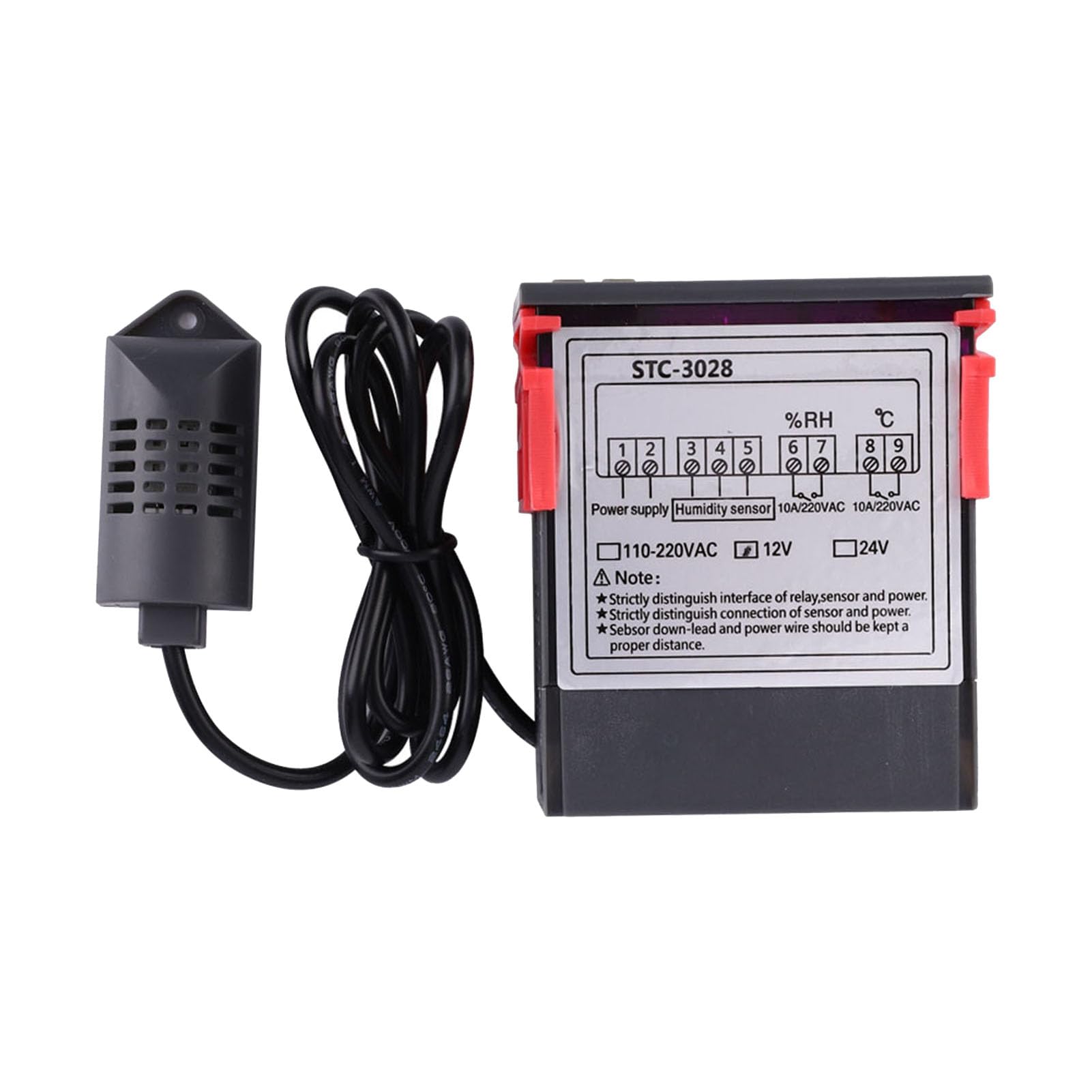Yctze Termostato Digitale con Doppio Display, Controller di Temperatura, | Materiale ignifugo ABS, controllo tramite microcomputer, intervallo da -20°C a 80°C, adatto per l\'acquacoltura