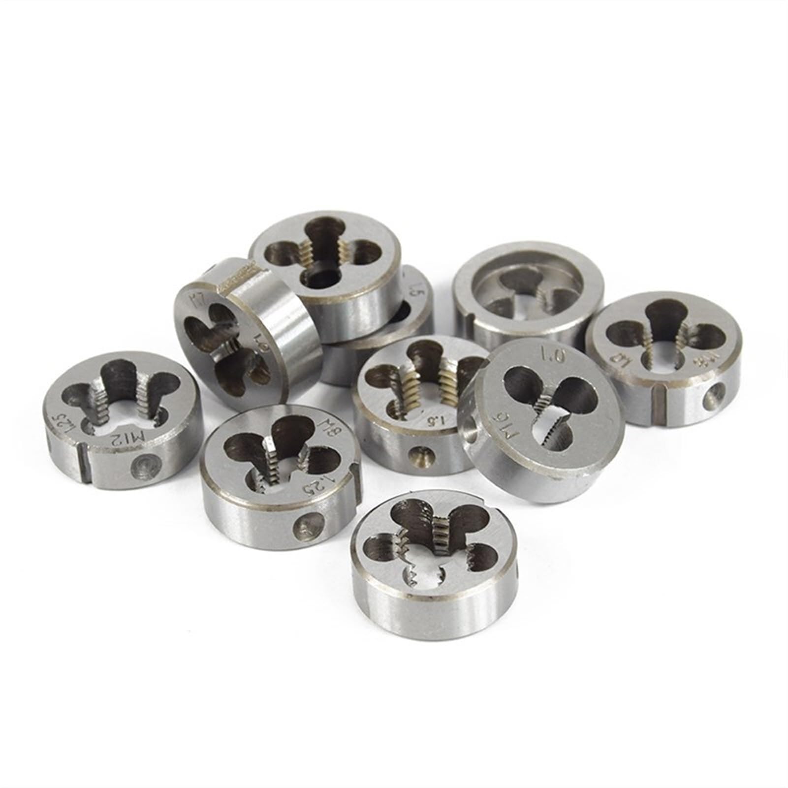 Juego de Llaves de Troquel métricas de 6, 8 y 11 Piezas, Kit de Troqueles Circulares, machos de roscar y Herramientas de roscado Manual (Juego de Troqueles de 8 Piezas)