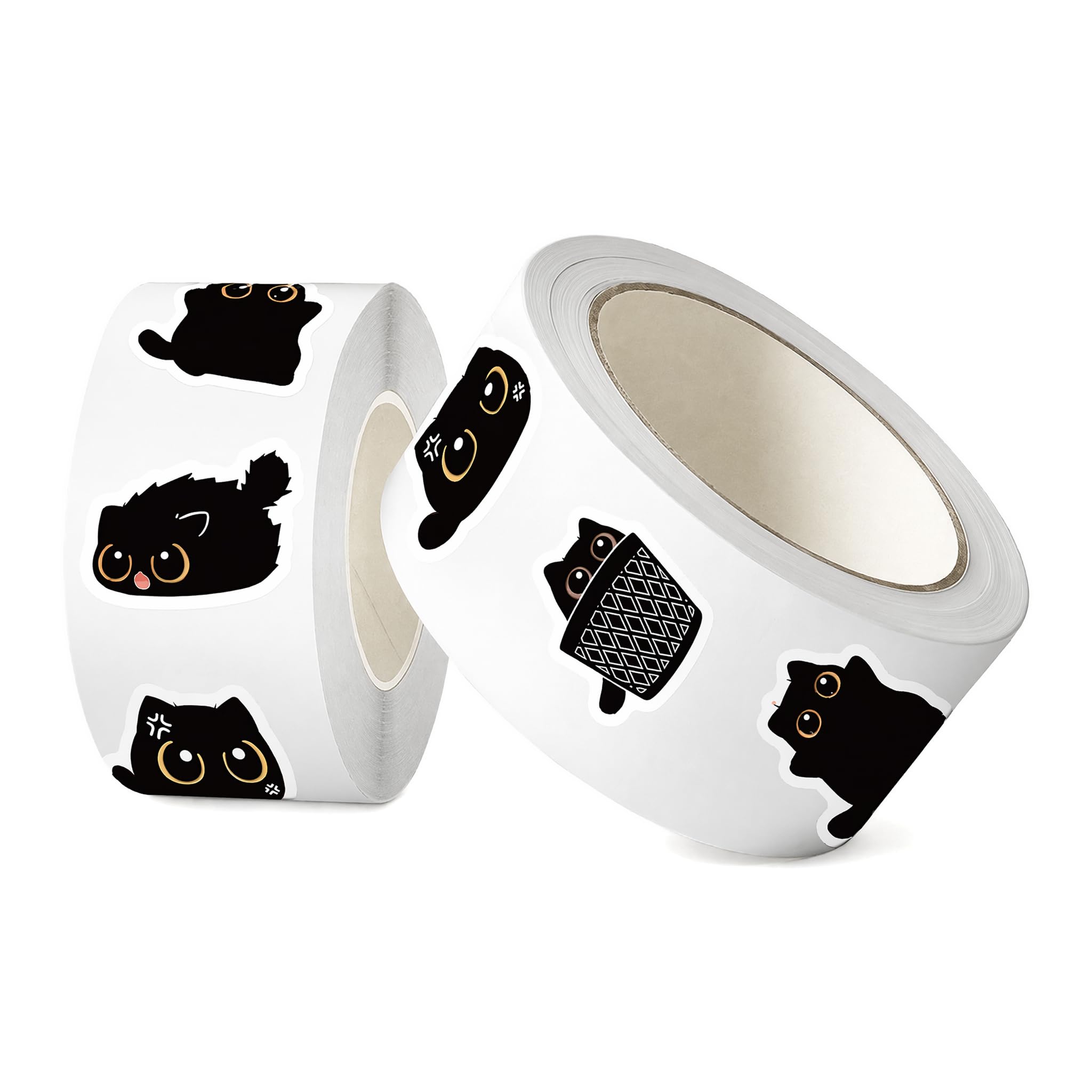 1000PCS Cat Stickers Roll Waoferfio 10 Styles Cartoon Cute Cat Stickers for Water Bottles, Guitar, Skateboard, Laptop, Scrapbook | Decorative Sticker Roll