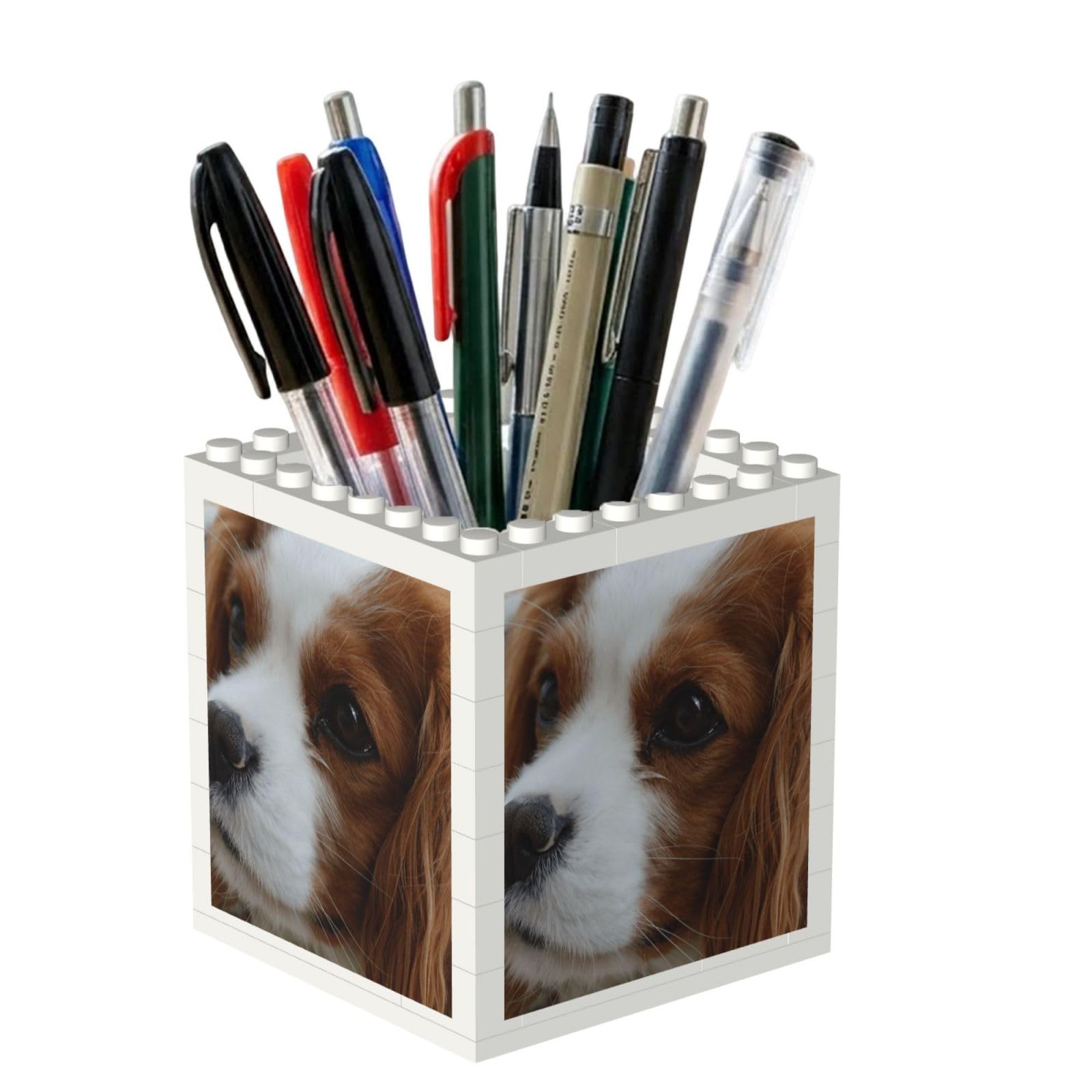 Poadnly Cute Cavalier King Charles Spaniel, Pen Pot Pencil Holder for Office Home School, Compact Desk Organiser for Office Stationery