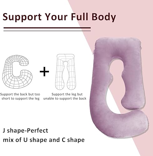 Miniatura 4 de Chilling Home Almohadas de embarazo, almohadas de embarazo para dormir en forma de U, almohada de cuerpo completo, almohada de maternidad de 58
