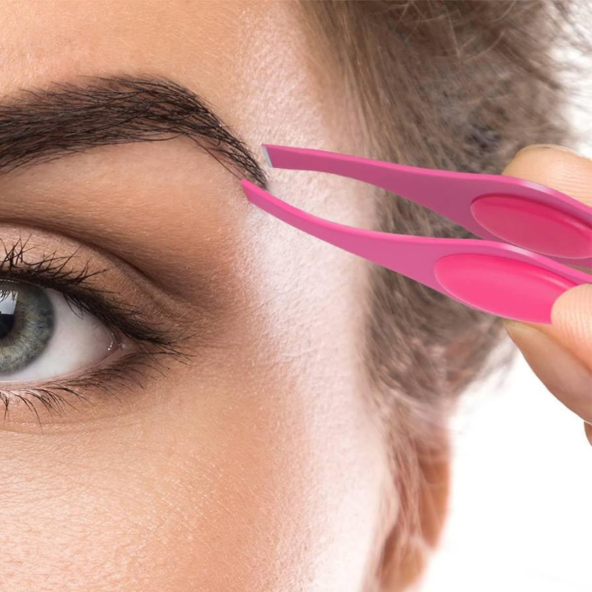 POFET Pinzas de Belleza con luz LED - Set de 2 de Acero Inoxidable para Depilación Precisa de Pestañas y Cejas, con Luz para Hombres y Mujeres (Rosa y Rojo)