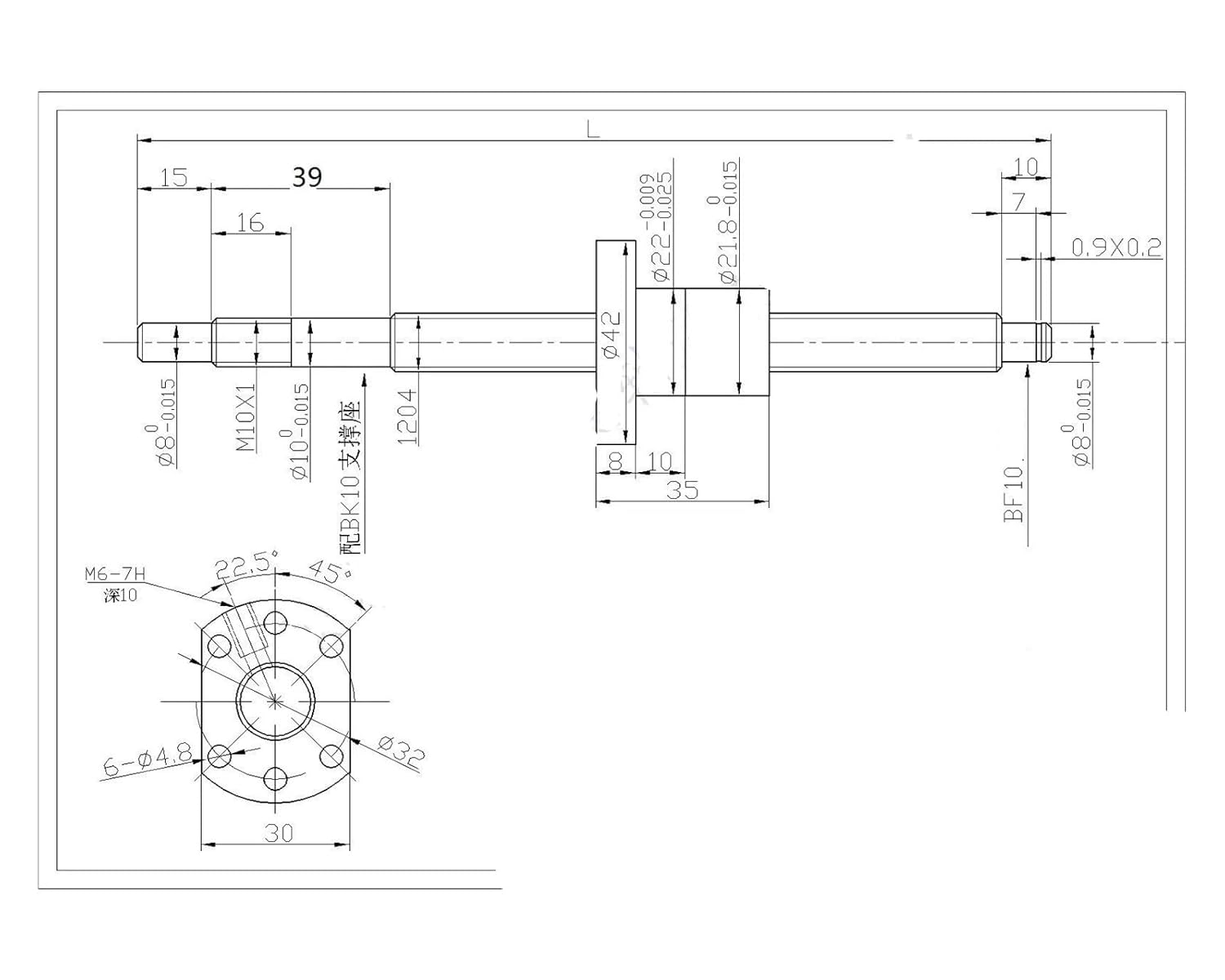 Linear Motion Ball Screw Machine Parts SFU1204 Rolled Ball Screw 250mm-900mm C7 with Flange Single Nut BK/BF10 End Machined CNC(600mm)