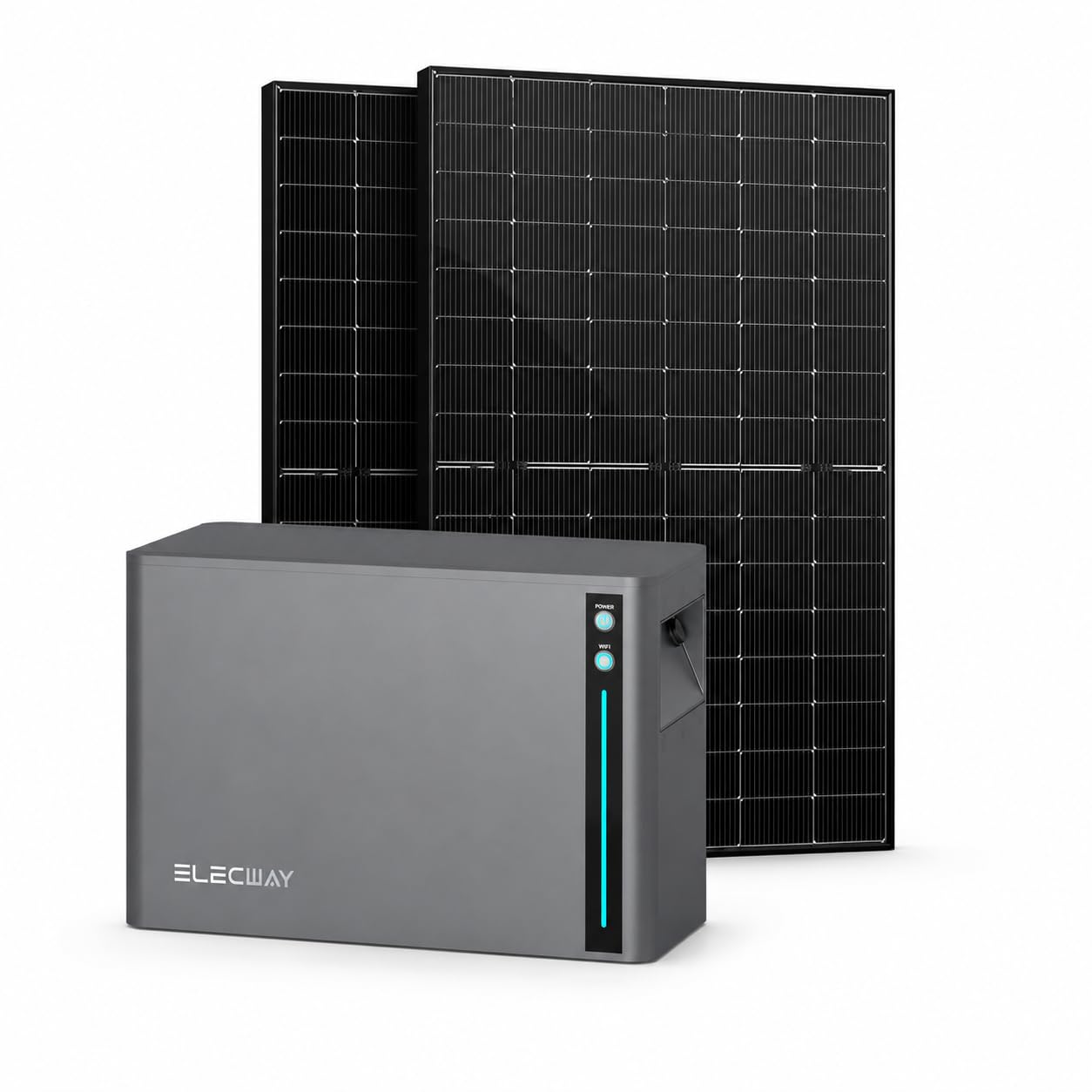 SAKETE Balkonkraftwerk 800W mit Speicher, 2x 450W bifaziale Solarmodule, 900W Wechselrichter, 2kWh, Steckdose