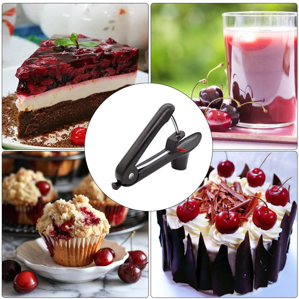 Dénoyauteur de cerises professionnel – Dénoyauteur manuel pour cerises et olives fraîches – Dénoyauteur de cerises avec utilisation à une main – Dénoyauteur de cerises et de prunes, noir