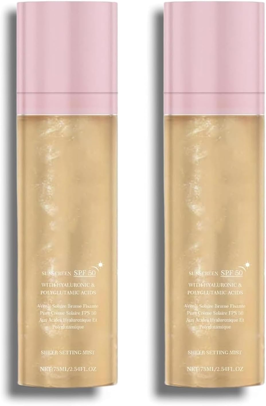 2PCS Sunglaze Sheer Setting Mist Sunscreen SPF 50, Broad Spectrum Water-Resistant Face and Body Spray,Hydrating Makeup-Friendly Glow Spray,Non-Greasy & Fast-Absorbing, That Sets Makeup Flawlessly