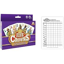 PlayMonster Five Crowns Card Game and Five Crowns Double Sided 130 Sheet Scorepad Bundle 5 Suited Rummy-Style Card Game for Adults and Kids for Ages 8+