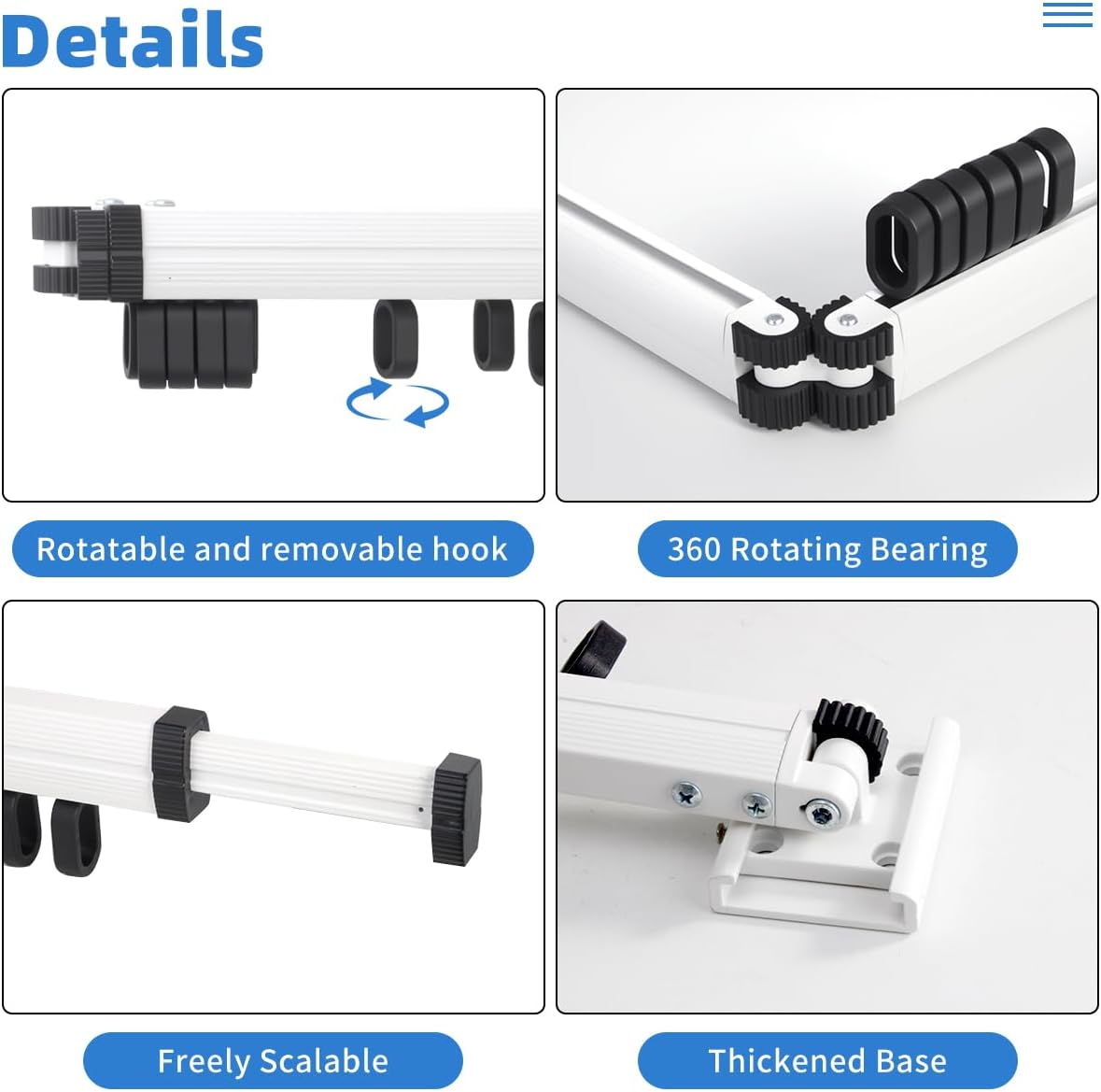 Wall Mounted Clothes Drying Rack, Foldable Laundry Drying Hanger Rack for Indoor & Outdoor Use - Laundry Rooms, Bathroom & Balconies (White)