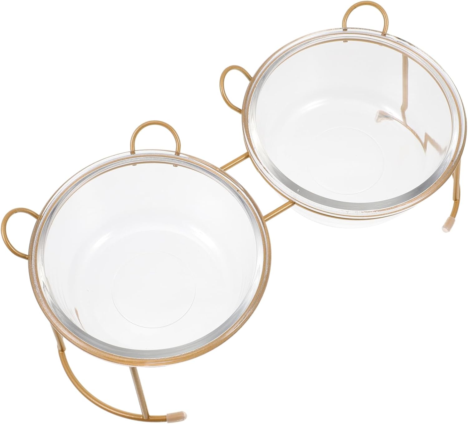 Glass Cat Food Bowl with Iron Rack Double Dog Food Bowl Set for Pets Elevated Feeding Dish for Cats and Dogs Sturdy PET Supplies
