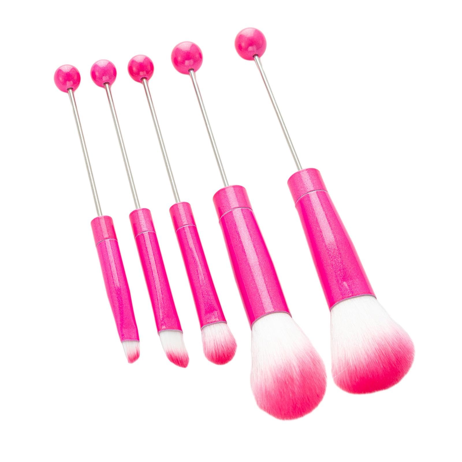 shamjina 5pcs Beadable Makeup Brushes Make up Brush Tool Kits DIY Angled Brush Multi Functional Cosmetic Brushes Premium for Sister Gifts, rose red