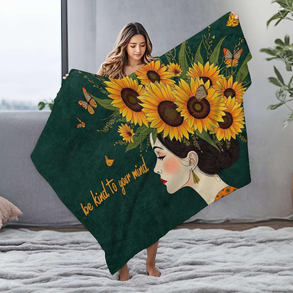 Couverture en peluche inspirante Be Kind To Your Mind réconfortante en flanelle