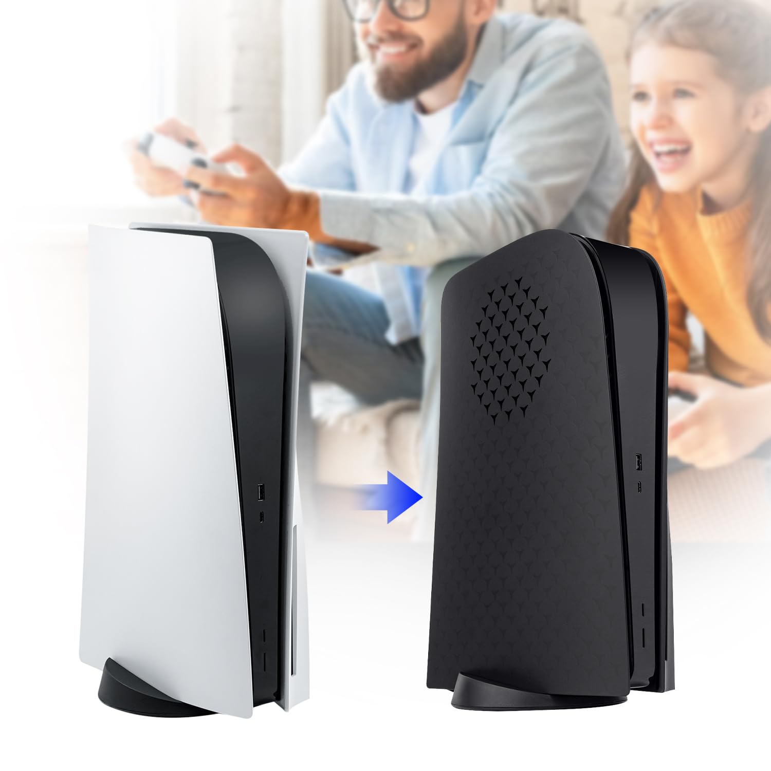 Mcbazel PlayStation 5 Faceplate Ersatz Seiten Panels Hard Faceplate für PS5 Disc Edition schwarz