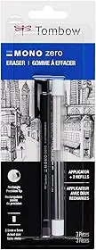 Tombow Pacote econômico 57317 Mono Zero Eraser, retangular de 2,5 mm. Borracha estilo caneta com ponta de precisão com refil