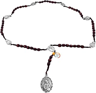 Venerare Our Lady of Sorrows Corded Chaplet with Wooden Beads and Silver-Tone Medals | Cherry Stain Finish | Great Catholi...