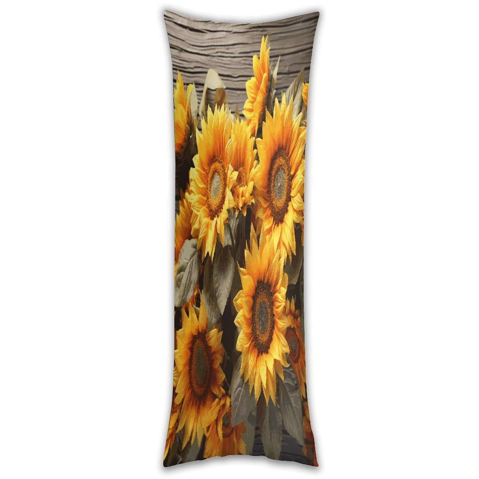 Plants Theme Sunflower Long Pillow Case with Zipper Ultra Soft Microfiber Long Pillow Cover Breathable Body Pillow Protector Soft Wrinkle Pillowcase for Bed Sofa Bedroom 53 X 19 in