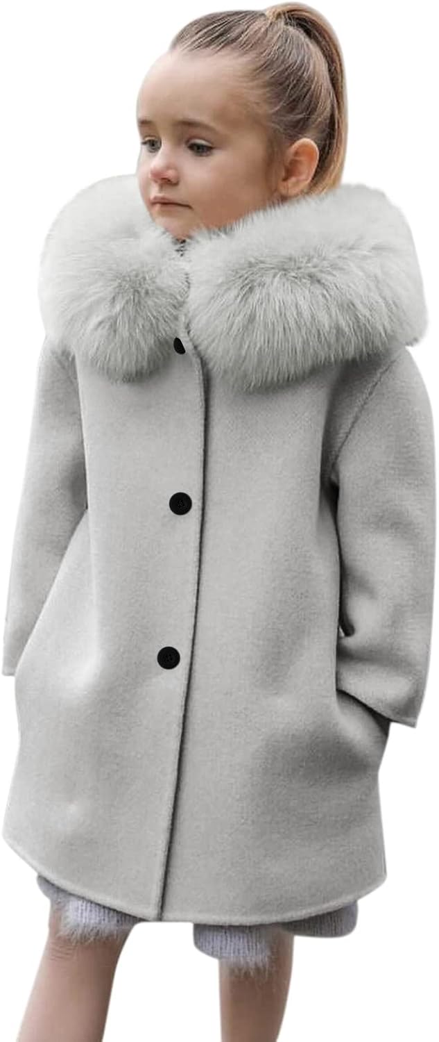 Toddler Girls Winter Windproof Coat Jacket Kids Warm Fleece Hooded Outerwear Jacket Jackets for (Khaki, 4-5 Years)