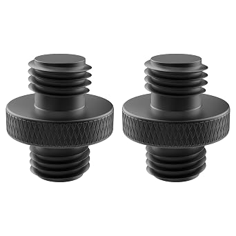 3/8" Male to 3/8" Male Threaded Tripod Screw Adapter, 2 Pcs Standard Mounting Thread Converter, Double Head Stud for Camera Mount Black