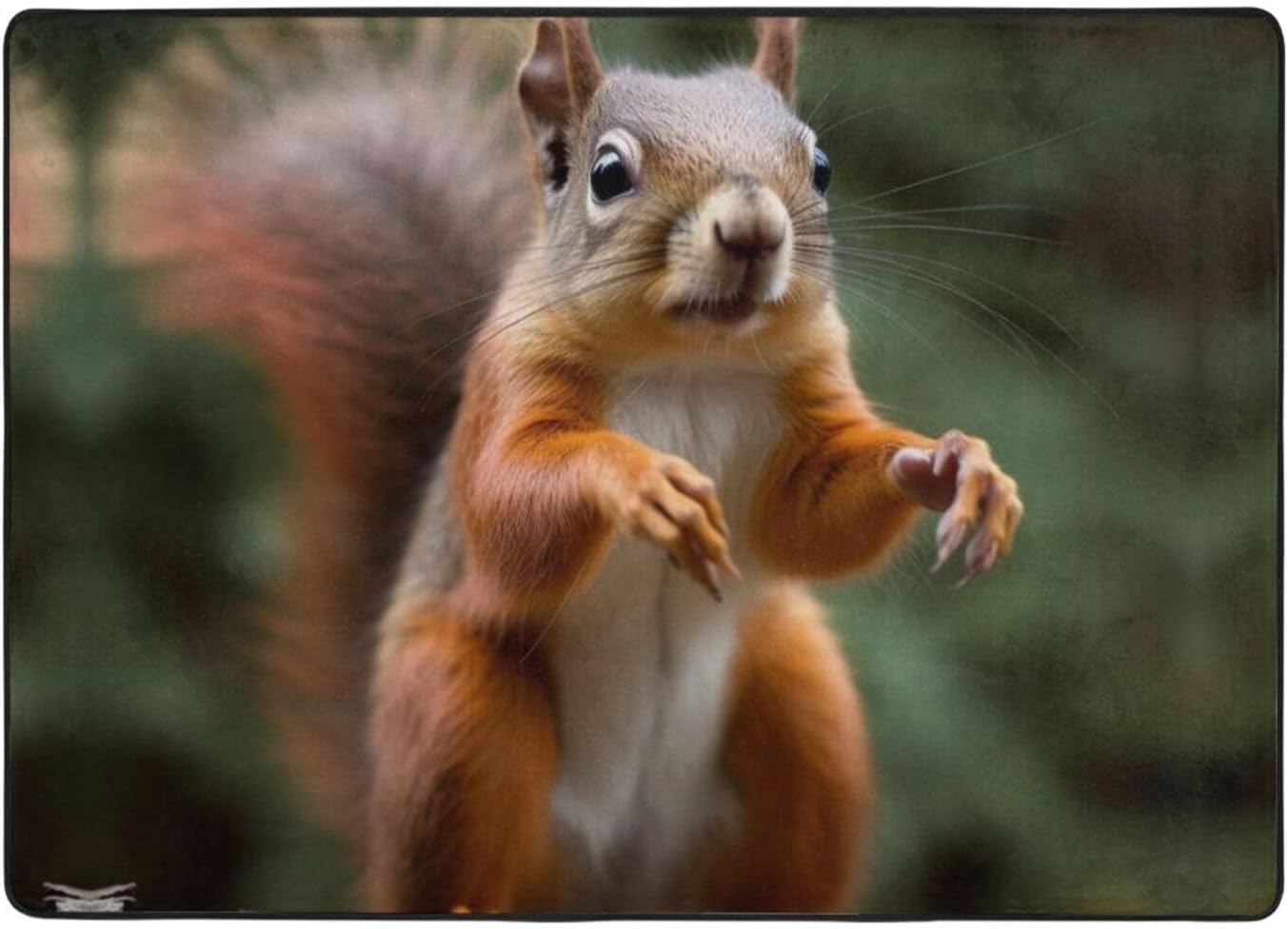 Flannel Non-Slip (Funny Animal Squirrel) Rug Pad 80×50in Soft Washable Protective for Hardwood Floors Bedroom Bathroom Living Room