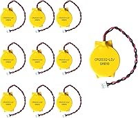 Vista 1 de EEMB Paquete de 10 baterías CMOS 3V CR2032 con cables de cable y conector MOLEX Batería de repuesto para computadora