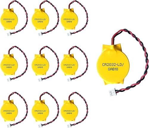 EEMB Paquete de 10 baterías CMOS 3V CR2032 con cables de cable y conector MOLEX Batería de repuesto para computadora
