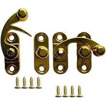 2 Pack Vintage Style Zinc Alloy Horn Latch - Antique Cabinet Lock Decorative Drawer Door Latch for Home Barn Furniture Jewelry Box - Rust-Resistant Easy Install Gold,S