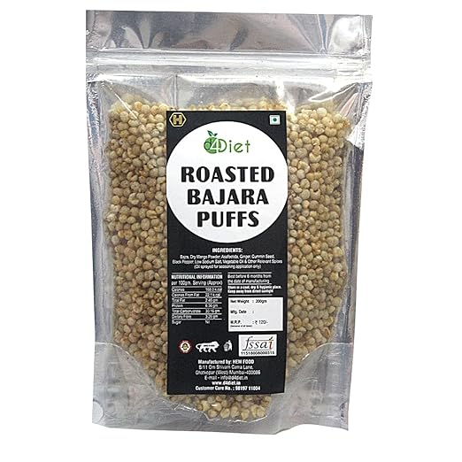 D4Diet Roasted Bajra (Millet) Puffs, 200g / High Fibre, Gluten Free