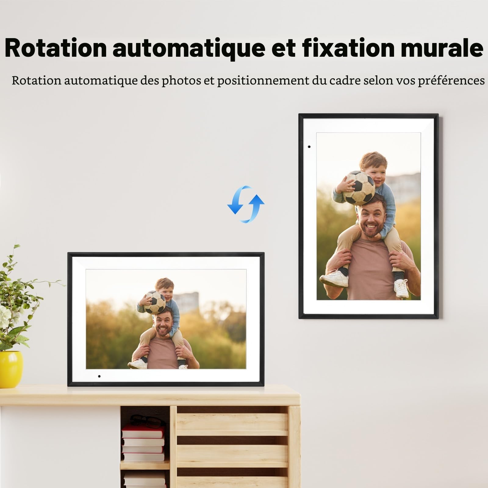 Cadre Photo Numérique WiFi Anna Bella 10,1 Pouces, Cadre Électronique 1280x800 HD, 32GB, Rotation Automatique, Écran Tactile Intelligent, Configuration à Distance Facile Via l'App AiMOR