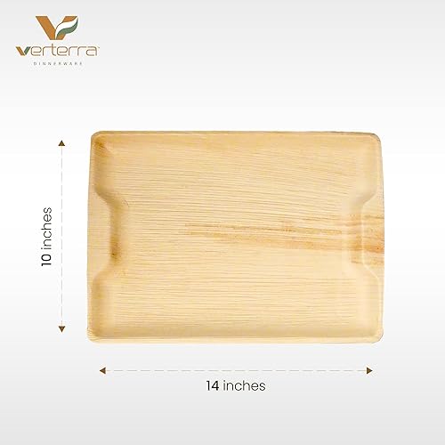 Miniatura 2 de Bandeja de hoja de palma de 10 x 14 pulgadas, paquete de 10 platos desechables de palma para servir ecológicos, vajilla como bandeja de embutidos de