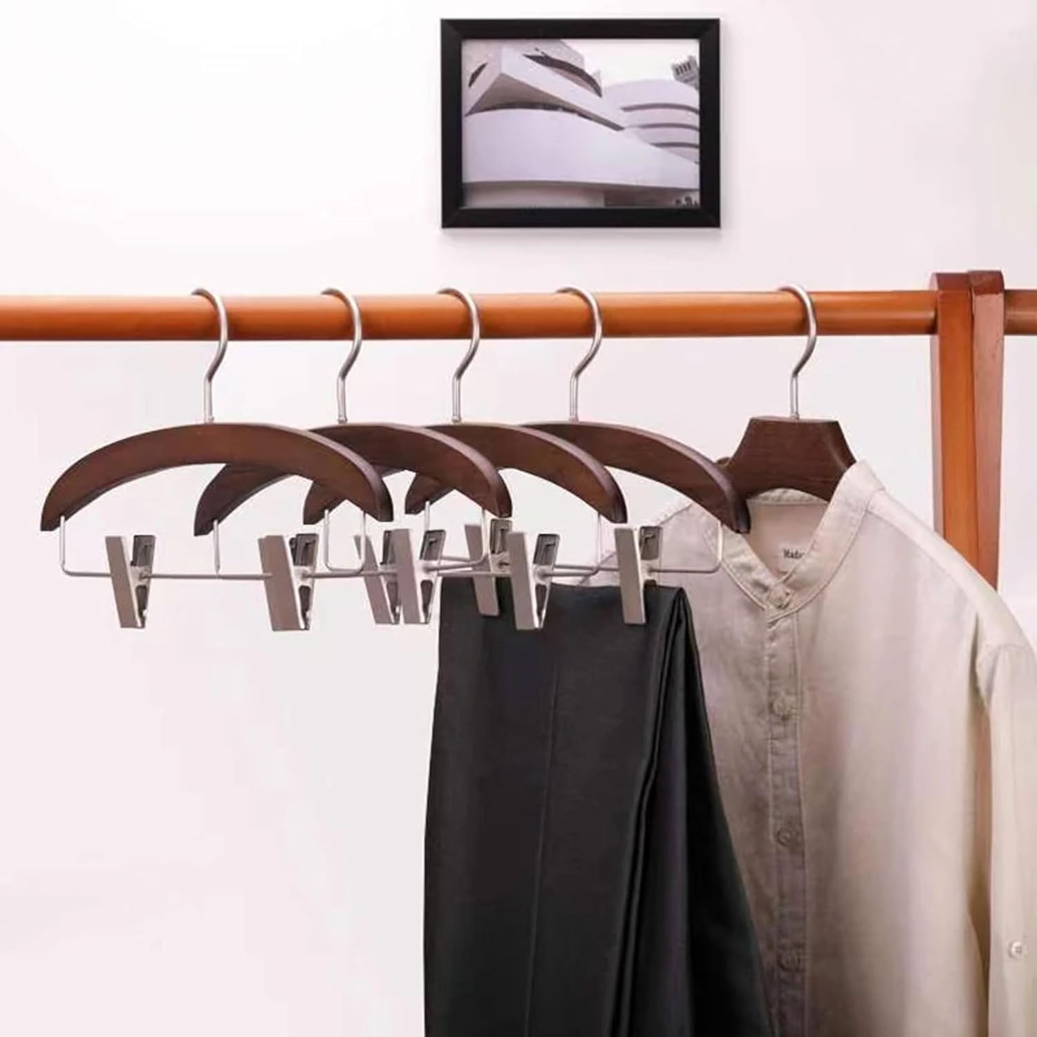 Kids Coat for Closet Wooden Clips Hanger for Pant Luxury Pants Skirt Trouser Rack Clip Organizer Cabinet Trouser Hangers Closet Hangers Dorm