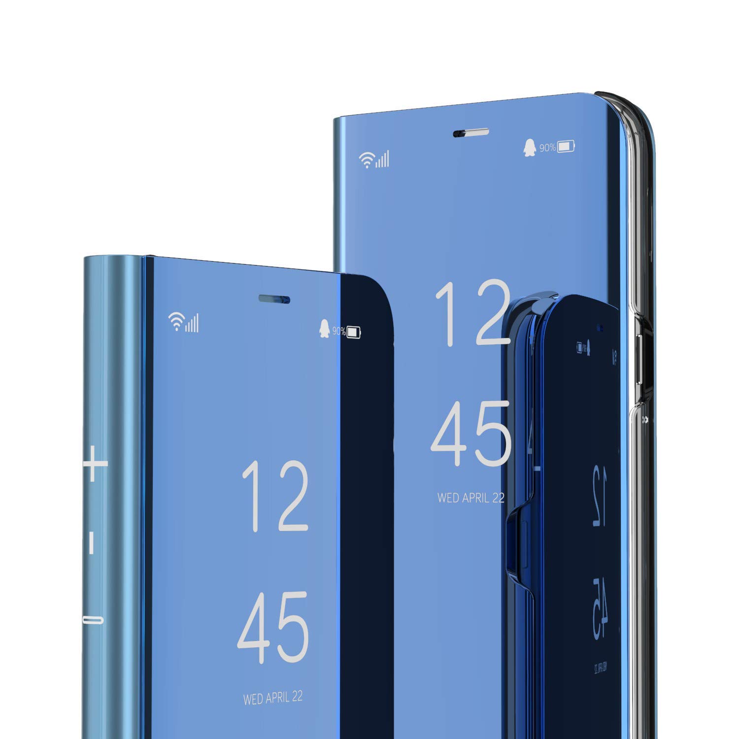LEMAXELERS Huawei Honor 50 Phone Case Huawei Honor 50 Cover,Glitter Mirror Makeup PU Leather Slim Clear View Stand Flip Wallet Bright Kickstand Full Body Protective Case for Huawei Honor 50,QH Blue