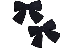 Black Velvet Hair Bows: 2-Pack of Handmade Accessories for Kids of All Ages