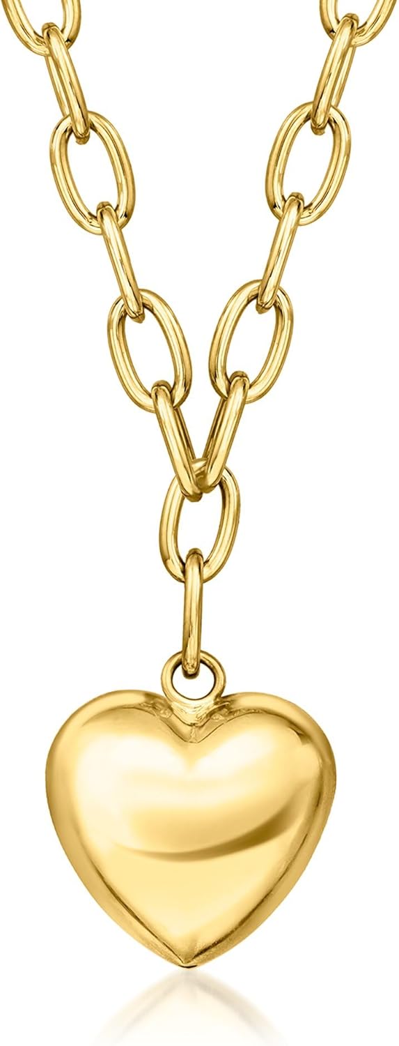 Ross-Simons Italian 14kt Yellow Gold-Plated Heart Cable-Chain Necklace. 18 inches
