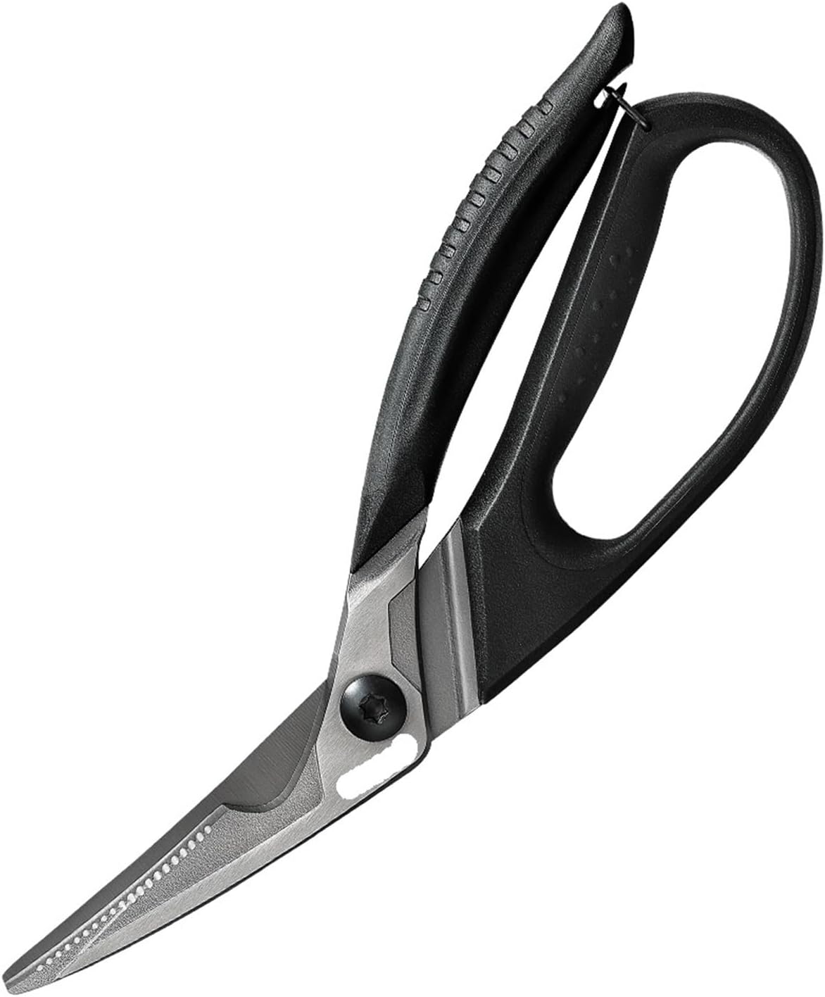 Titanium-Plated Kitchen Scissors Walnut Shears Chicken Bone Scrape Fish Scales Multifunctional Curved Handle Scissors(C)