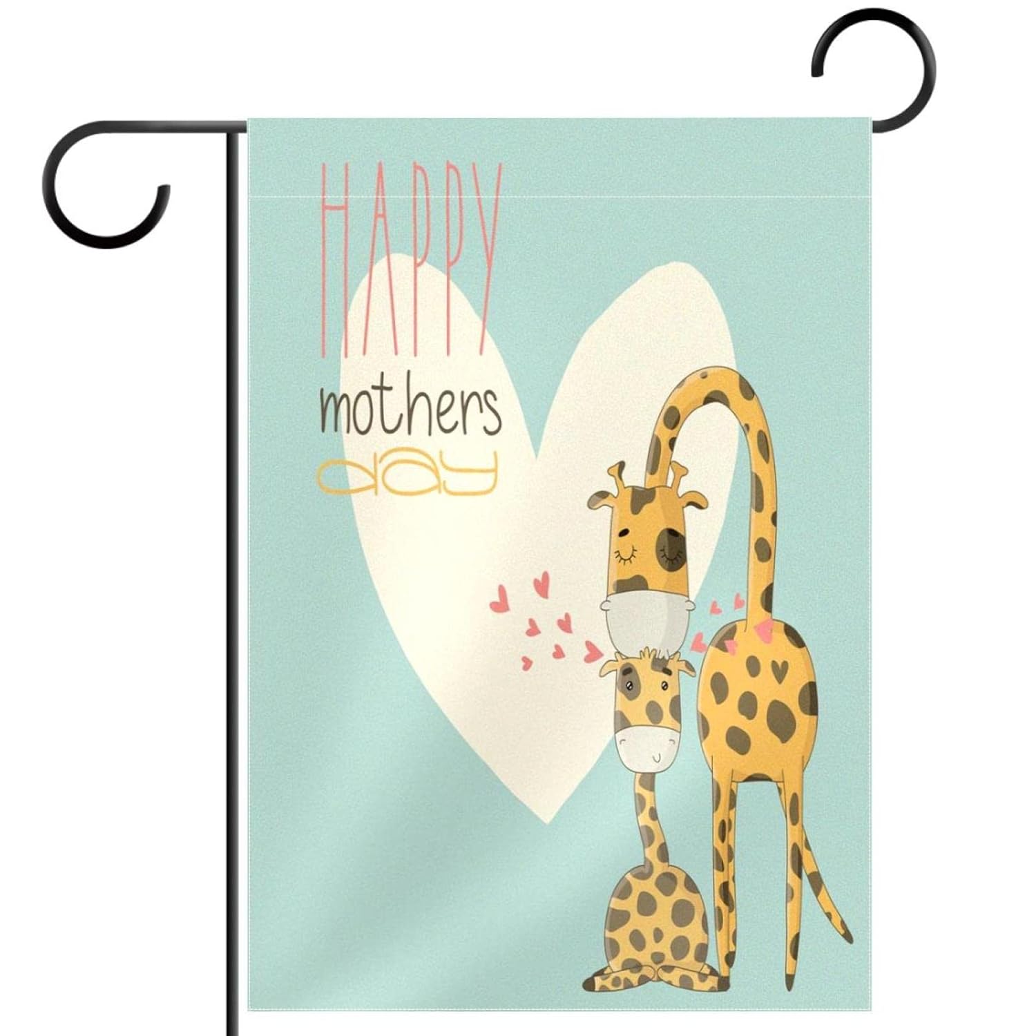 ガーデンフラッグ 庭の旗 デコヤードバナー農家の装飾母の日の挨拶かわいい漫画キリン 垂直バナー28x40インチ