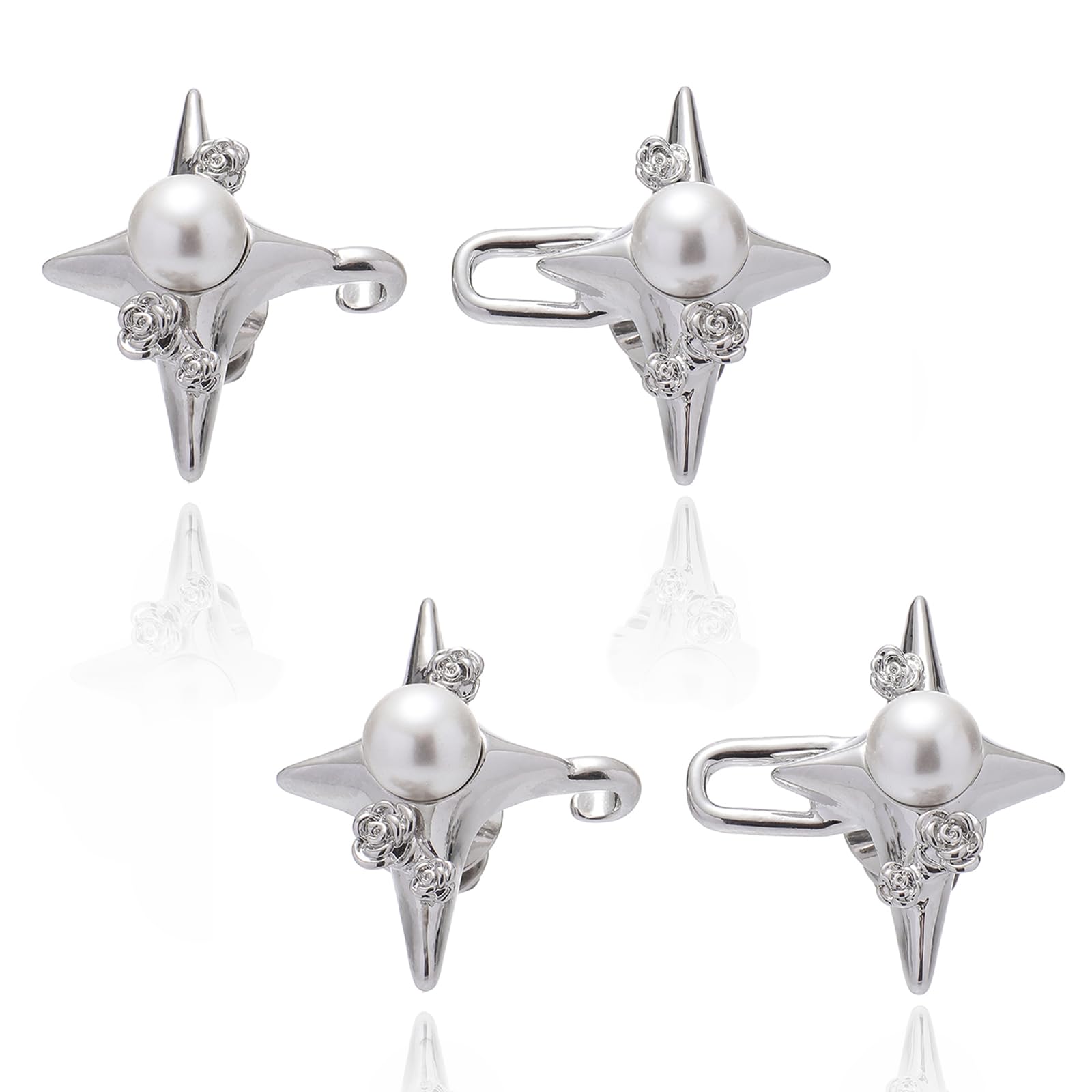 Juego de 2 tensores de cintura para pantalones, clip de cintura con estrella de perla, botones instantáneos sin costura para jeans sueltos, vestidos, faldas para mujeres y niñas, regalo