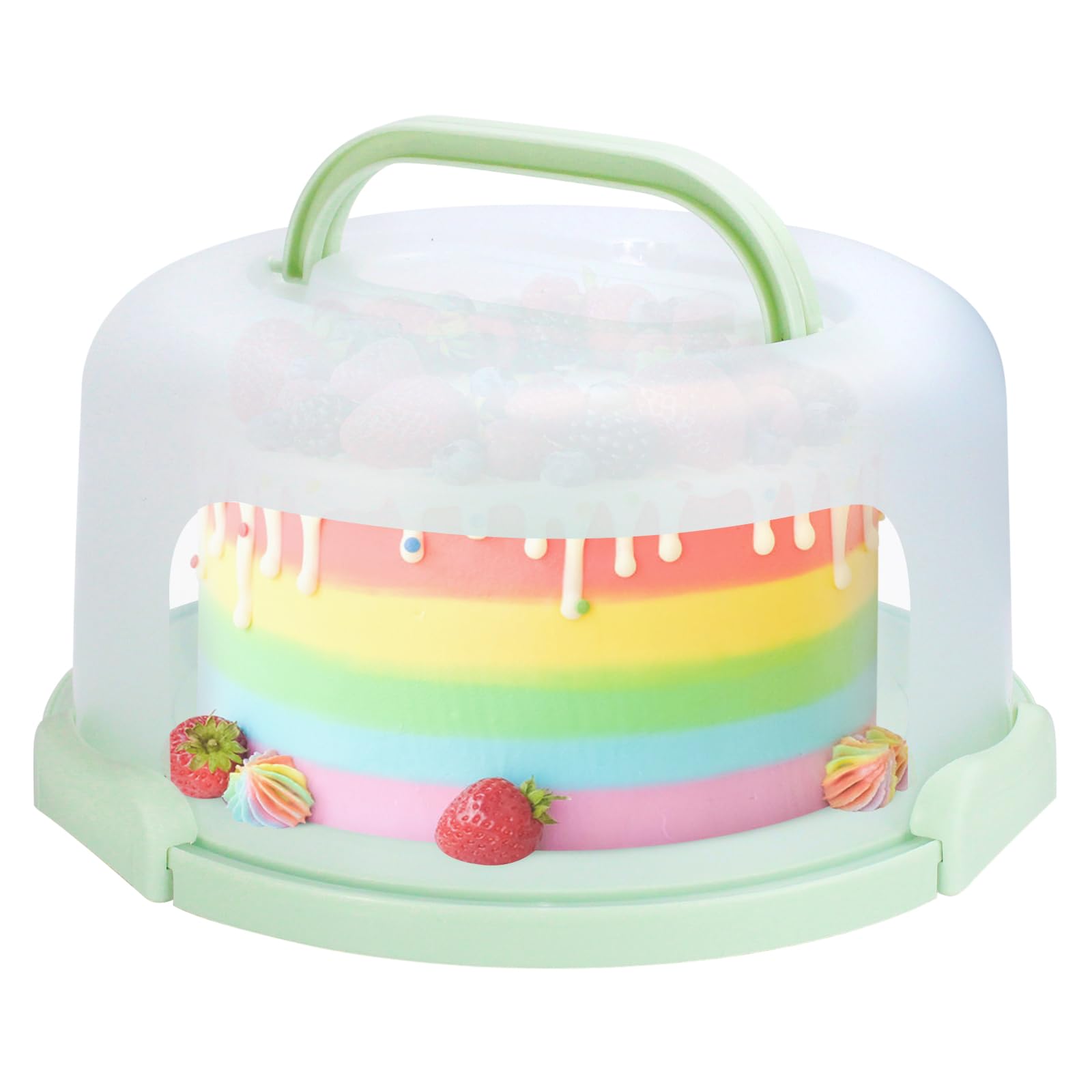 Soporte para tartas con tapa y asa, se adapta a soporte para tartas de 10 pulgadas con tapa, contenedor de almacenamiento de transporte de pasteles, soporte para tartas con tapas, 3 cierres
