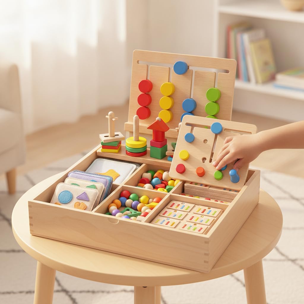 Pädagogisches spielzeug, Buche + bunte Stapelsäulen