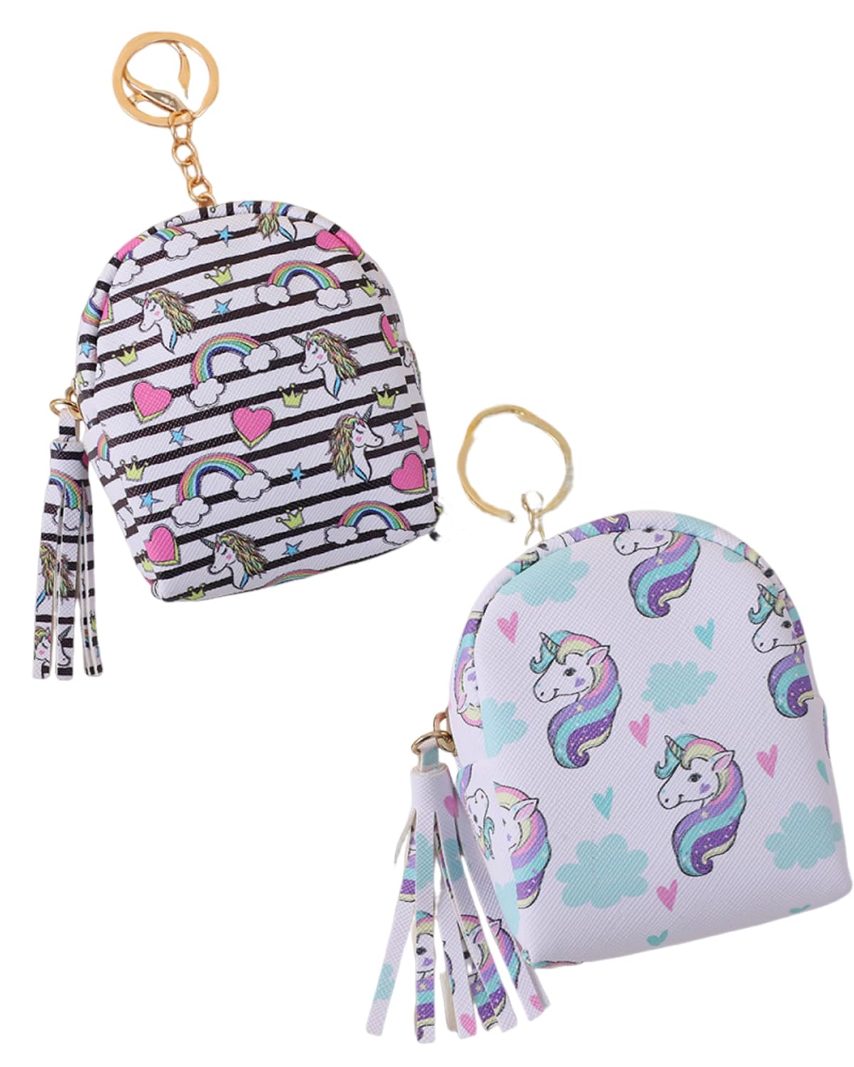 2PCS Miniature Bag, Mini Purse for Woman, Fashionable Unicorn Keychain for Daily Essentials, Trendy Accessory for Teens and Young Women, Rainbow Stripes and Cloud Design-image-36