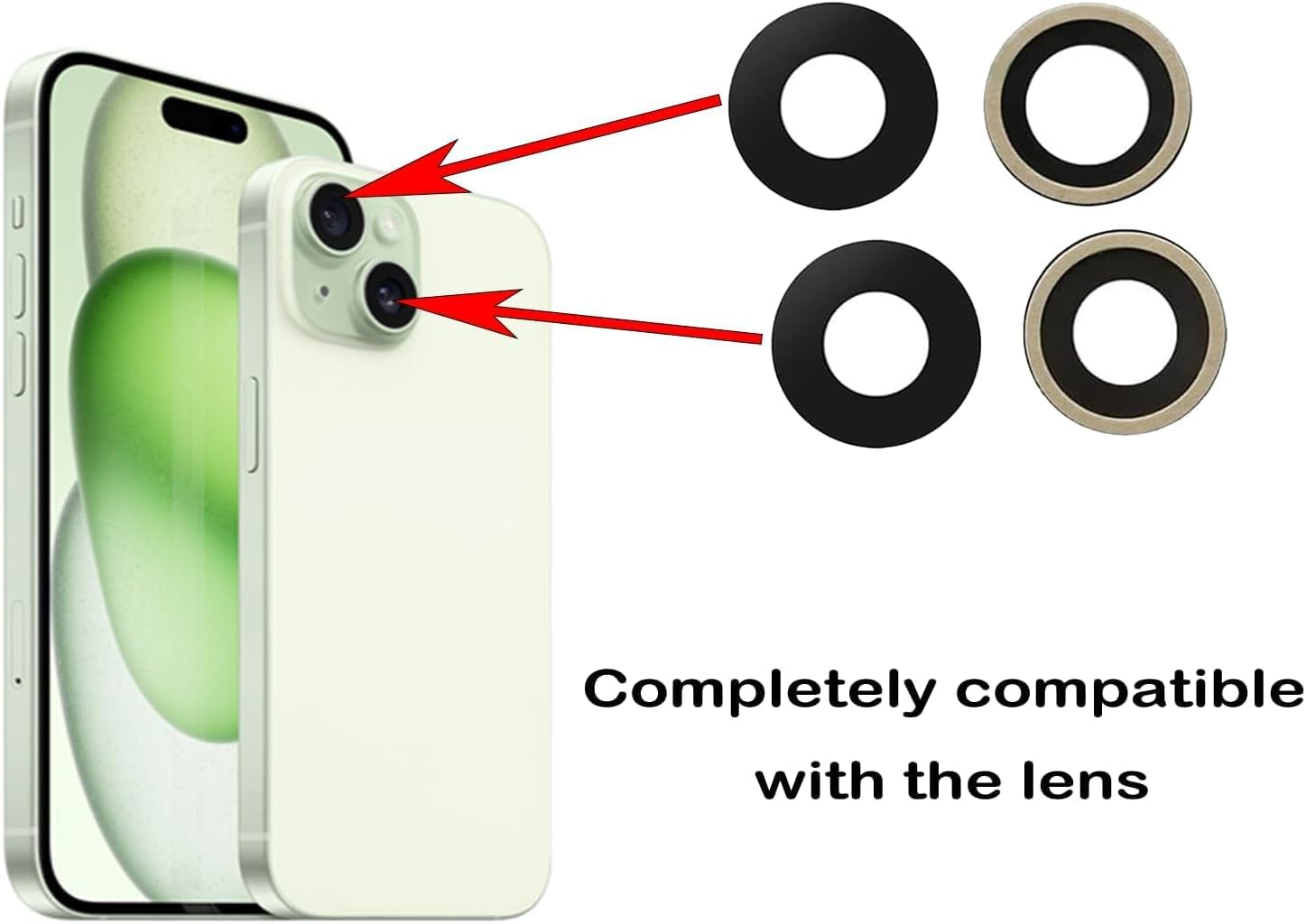 3pcs/Set 15 Plus Back Camera Lens Glass Replacement for iPhone 15 Camera Lens Replacement with Pre-Installed Adhesive + Repair Tool Kit, Anti-Lens Scratch & Waterproof Needle