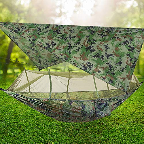 Camping Hammock 2 Person Hammocks With Net, Tent, Tree Straps Heavy Duty Waterproof Lightweight Nylon Portable Hammock For Hiking Outdoor Travel Beach Survival Backyard #TOP2