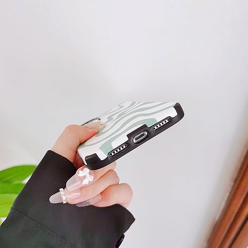 Miniatura 10 de INJPCUCA Funda compatible con iPhone 11 para mujer, diseño de ondas, color negro, beige, delgada, protectora, a prueba de golpes, funda trasera de