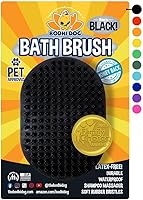 Bodhi Dog Shampoo Bath Brush for Dogs & Cats - Gentle Rubber Grooming Scrubber, Deshedding Massage Tool Wet/Dry (Black, 1 Pack)