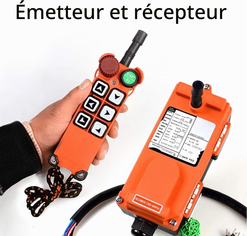 MXBAOHENG Télécommande F21-E1 Grue de Contrôle sans Fil Industrielle AC/DC 1 Emetteur et 1 Récepteur 220V