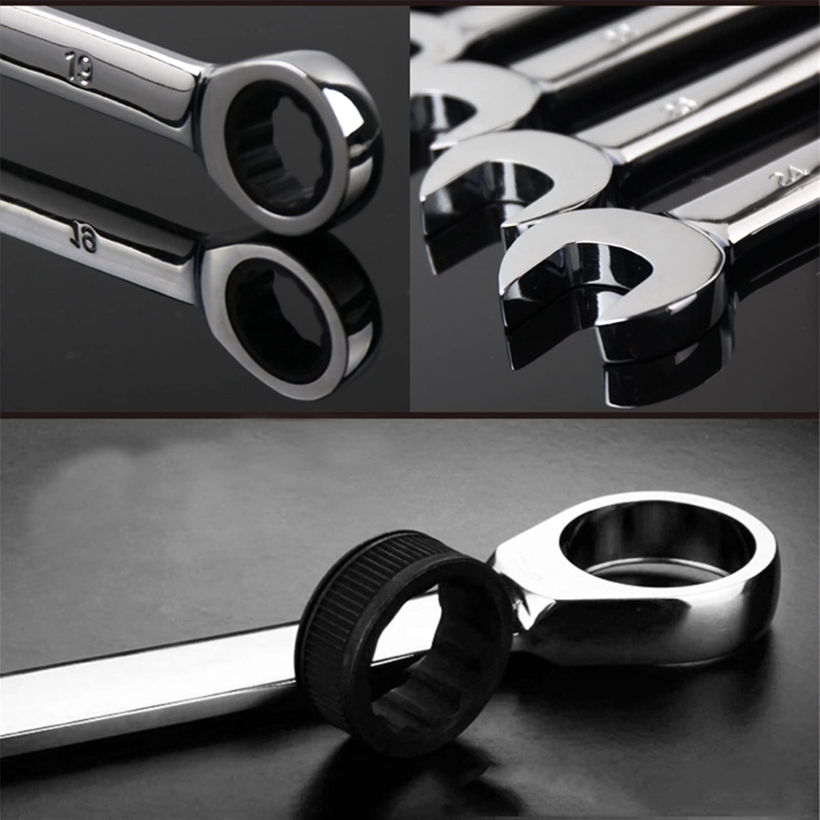 Llave Ajustable, Llave De Tubo, Juego De Llaves, Juego De Llaves De Tubo, Llave De Trinquete, Juego De Llaves De Trinquete Herramientas Clave De Cabeza Fija De Acero Cromado Llave De Tubo Universal (C