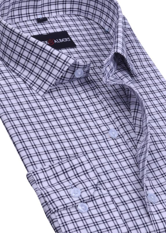 Image of MARK & ALBERT Men's Checkered Full Sleeves Cotton Formal Shirt Blue | Stylish Shirt for Men