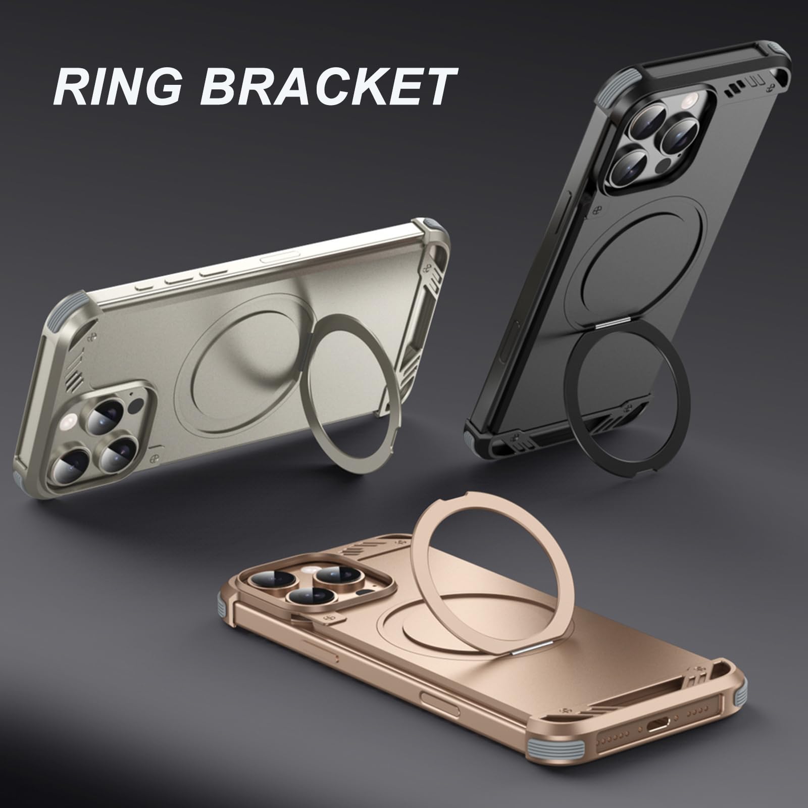 Metall Hülle Für iPhone 16 Pro Max/16 Pro/16 Plus/16, Randlos Magnetisch Ring Handyhülle Luftfahrt Aluminium Schutzhülle mit Aroma-Funktion,Schwarz,16