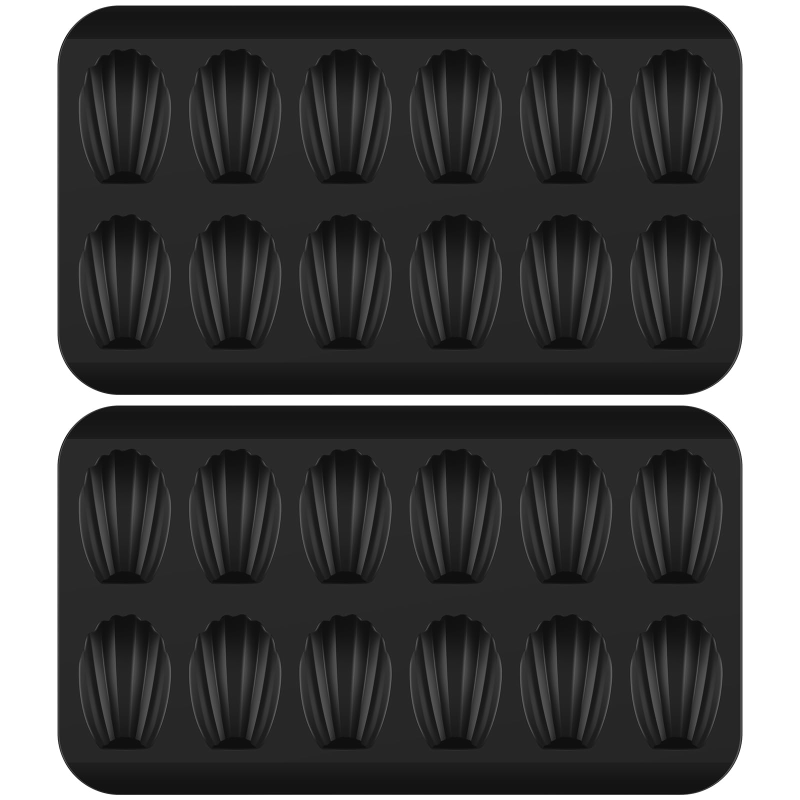 2 Pcs Shell Baking Pan, Cookie Baking Pan, Kitchen Tools, Shell Baking Mold, 12 Cavity Carbon Steel Cookie Cake Pan for Home Kitchen Bakery Restaurant (black)